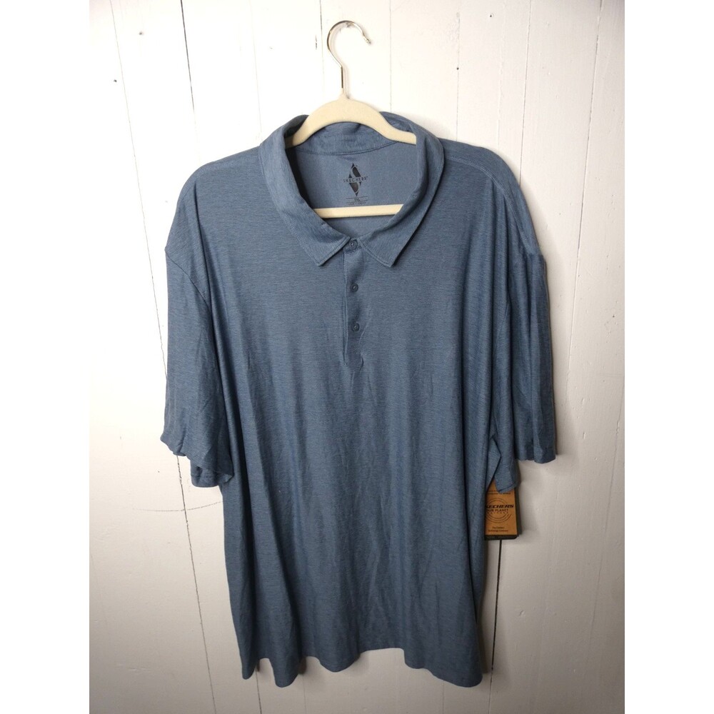 Skechers Mens 3XL NWT Blue All Day Polo Shirt Quick Dry Short Sleeve Breathable